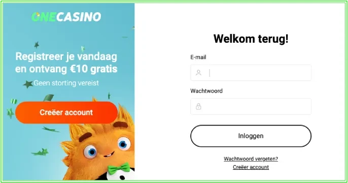 OneCasino Registratie banner